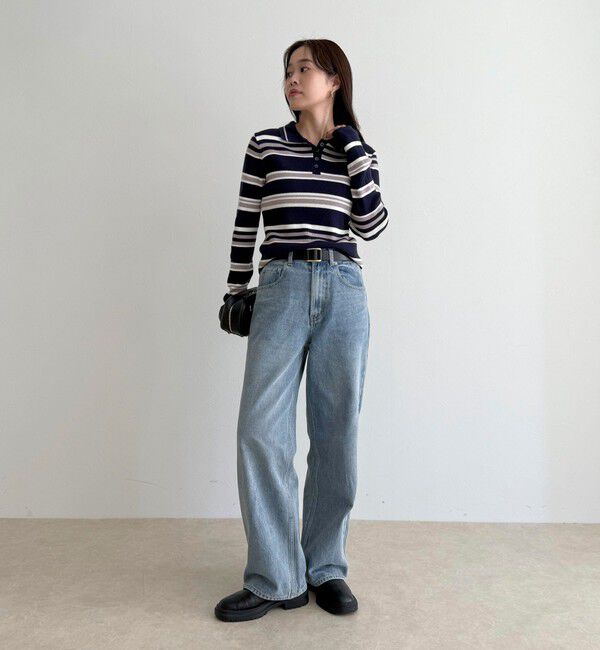 fredy emue「マルチボーダー衿付きリブニット」|ニット・セーター|