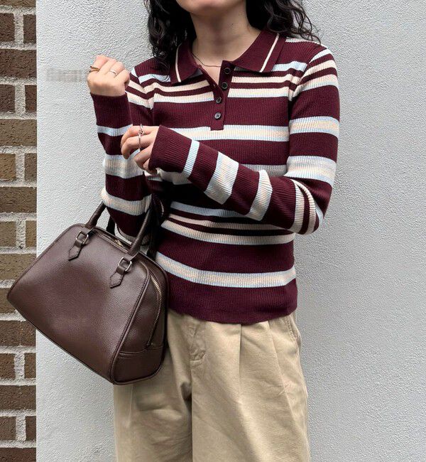 fredy emue「マルチボーダー衿付きリブニット」|ニット・セーター|