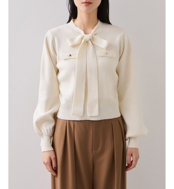 VIS「ニットリボン付きプルオーバー」|ニット・セーター|