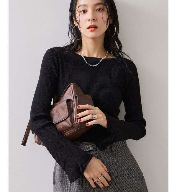 VIS「袖口レース編みニットプルオーバー」|ニット・セーター|