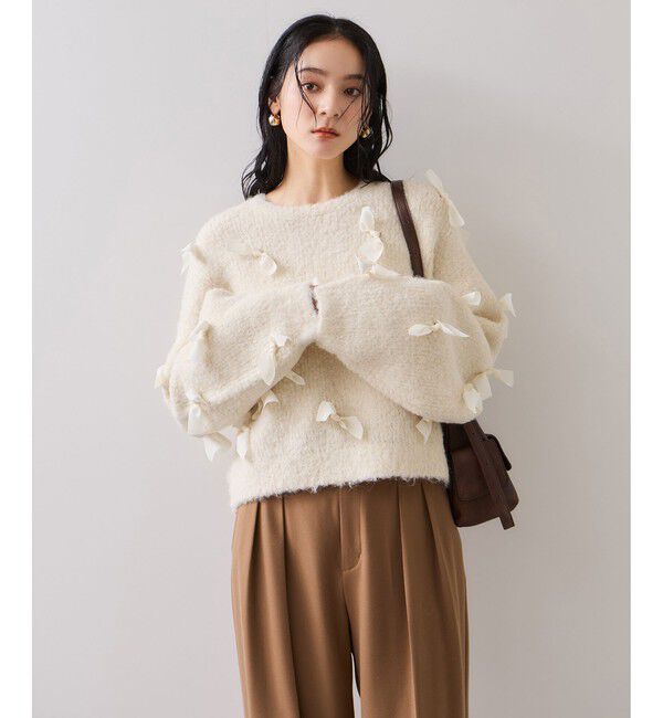 VIS「【WEB限定】ゆるっとボリュームリボンモチーフニット」|ニット・セーター|