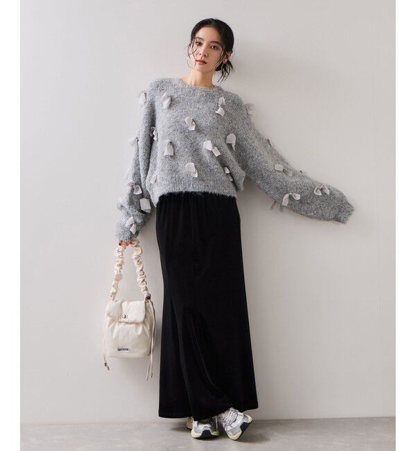 VIS「【WEB限定】ゆるっとボリュームリボンモチーフニット」|ニット・セーター|