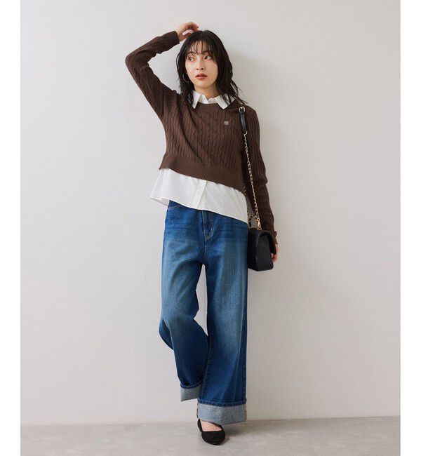 VIS「ハイゲージケーブシャツドッキングプルオーバー」|ニット・セーター|