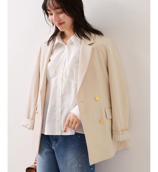 VIS「【美easy】コンフォート金ボタンジャケット/イージーケア・UVケア・セットアップ対応」|テーラードジャケット|