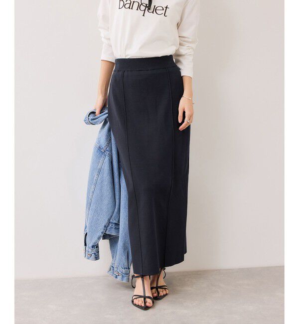 VIS「ピンタックデザインニットスカート」|スカート|