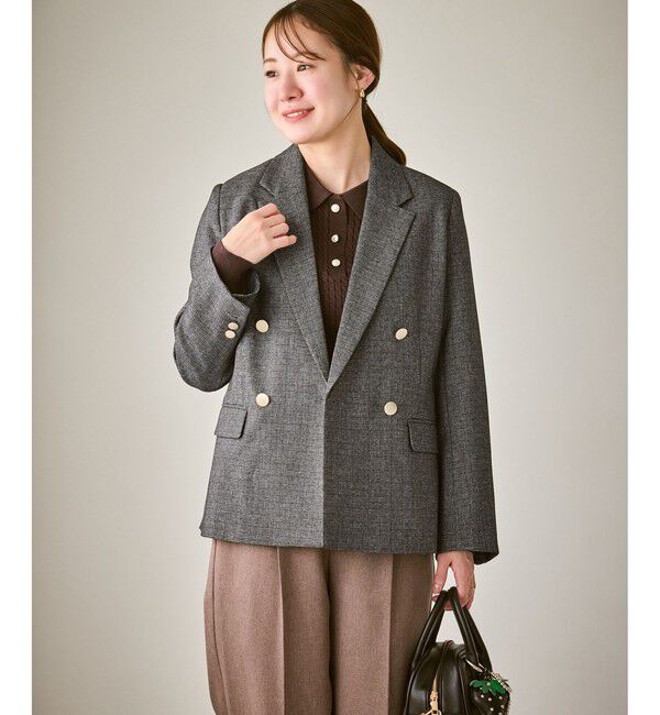 Rope&rsquo;Picnic「【低身長・小柄さんサイズ】レディハンサムシリーズ ウールライク金ボタンジャケット(総裏地)」|テーラードジャケット|
