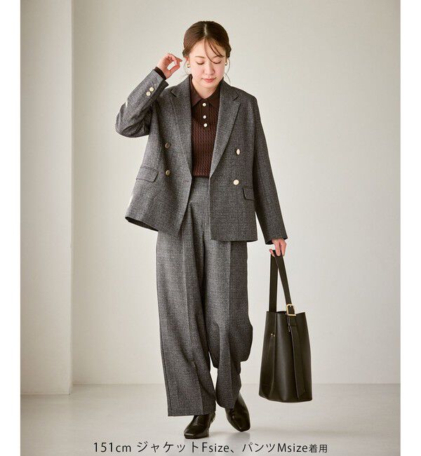 Rope&rsquo;Picnic「【低身長・小柄さんサイズ】レディハンサムシリーズ ウールライク金ボタンジャケット(総裏地)」|テーラードジャケット|