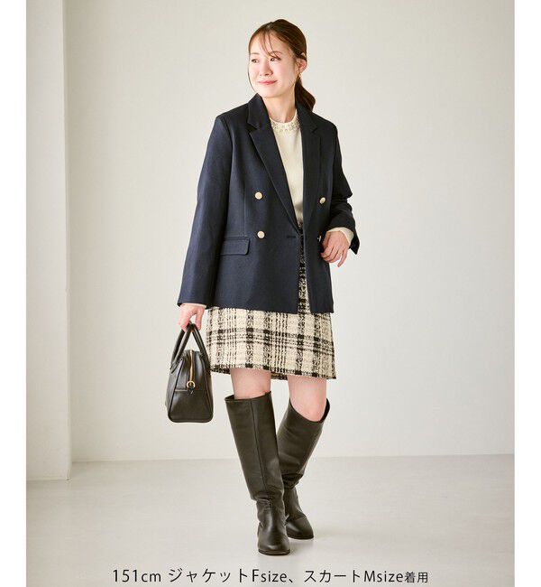 Rope&rsquo;Picnic「【低身長・小柄さんサイズ】レディハンサムシリーズ ウールライク金ボタンジャケット(総裏地)」|テーラードジャケット|