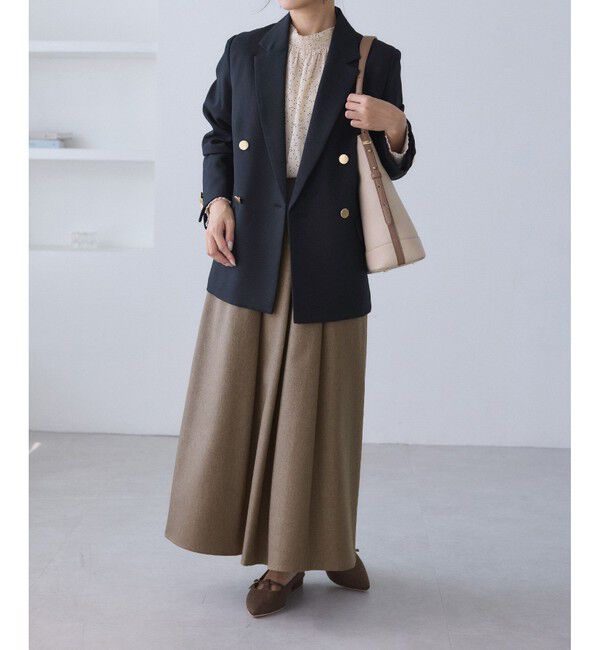 Rope&rsquo;Picnic「【低身長・小柄さんサイズ】レディハンサムシリーズ ウールライク金ボタンジャケット(総裏地)」|テーラードジャケット|