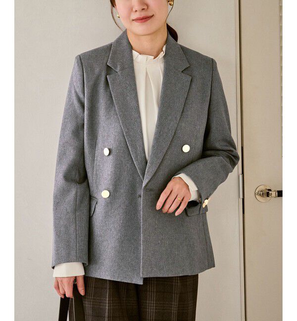 Rope&rsquo;Picnic「【低身長・小柄さんサイズ】レディハンサムシリーズ ウールライク金ボタンジャケット(総裏地)」|テーラードジャケット|