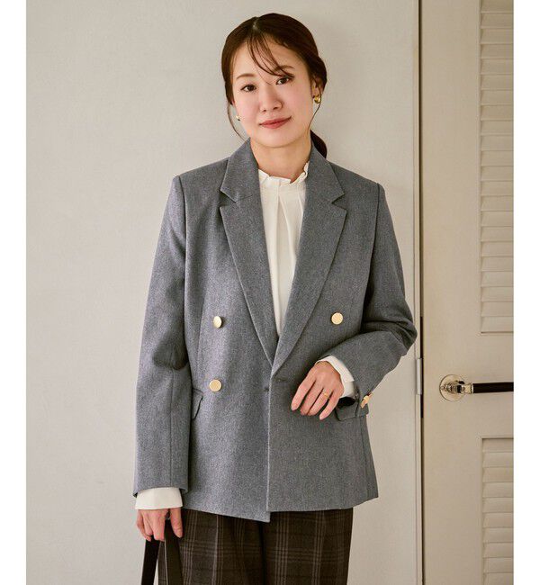 Rope&rsquo;Picnic「【低身長・小柄さんサイズ】レディハンサムシリーズ ウールライク金ボタンジャケット(総裏地)」|テーラードジャケット|