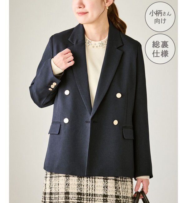Rope&rsquo;Picnic「【低身長・小柄さんサイズ】レディハンサムシリーズ ウールライク金ボタンジャケット(総裏地)」|テーラードジャケット|ネイビー(40)