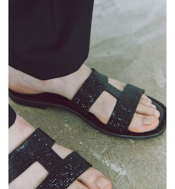 ADAM ET ROPE'「Iストラップラインストーンサンダル」|サンダル|