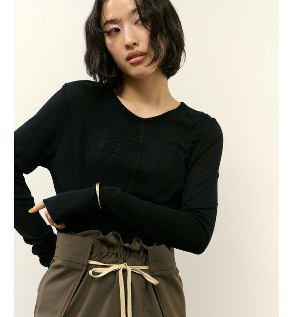 ADAM ET ROPE'「リブコンビロンT」|Tシャツ・カットソー|