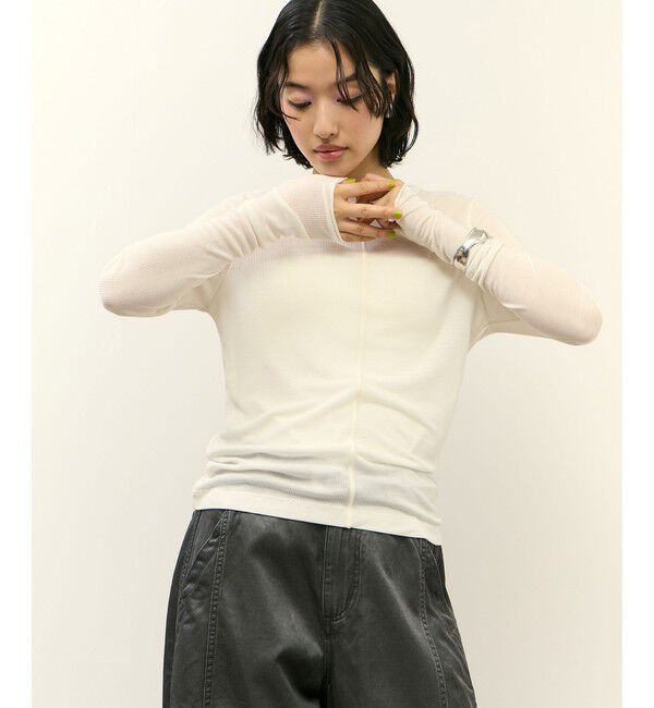 ADAM ET ROPE'「リブコンビロンT」|Tシャツ・カットソー|