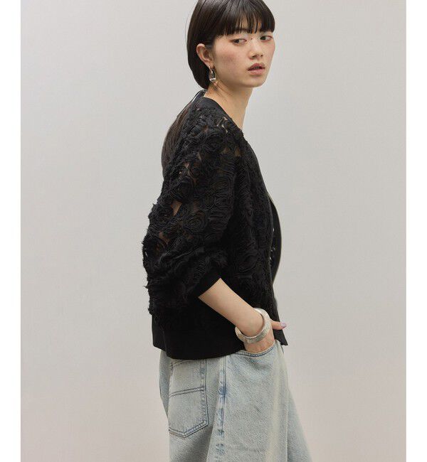 ADAM ET ROPE'「ラインアートレースブルゾン」|ブルゾン・スタジャン|