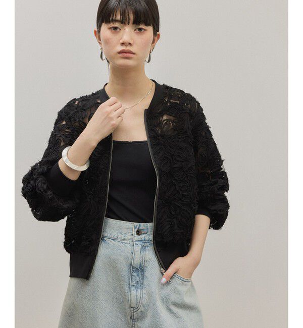 ADAM ET ROPE'「ラインアートレースブルゾン」|ブルゾン・スタジャン|