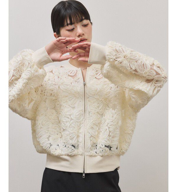 ADAM ET ROPE'「ラインアートレースブルゾン」|ブルゾン・スタジャン|