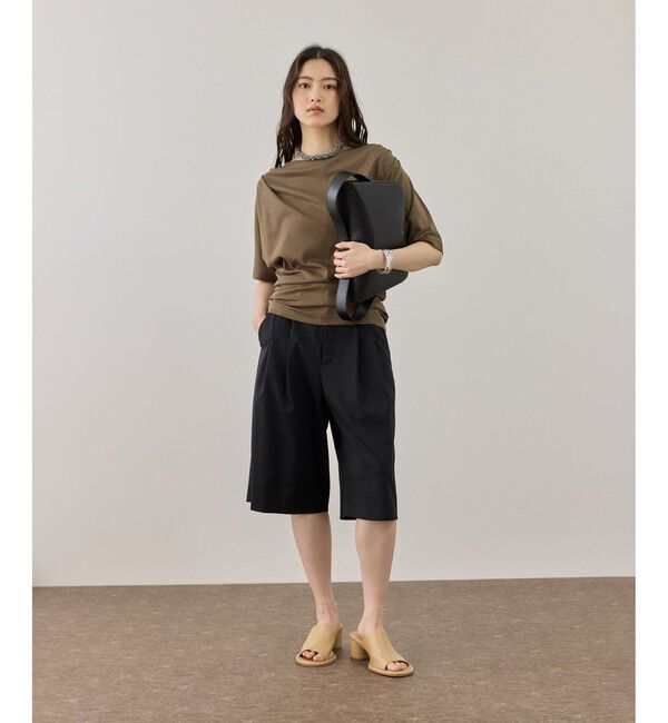 ADAM ET ROPE'「【サステナブル】アジャストハーフパンツ」|チノ|