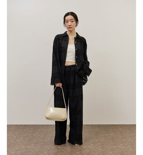 ADAM ET ROPE'「【一部WEB限定カラー】エンブロイダリーコンビシャツ」|シャツ・ブラウス|