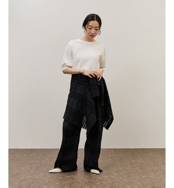 ADAM ET ROPE'「【一部WEB限定カラー】エンブロイダリーコンビシャツ」|シャツ・ブラウス|