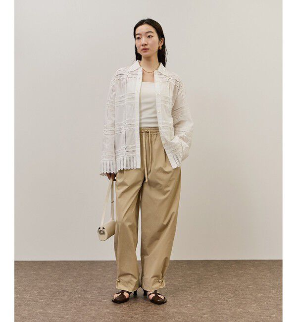 ADAM ET ROPE'「【一部WEB限定カラー】エンブロイダリーコンビシャツ」|シャツ・ブラウス|