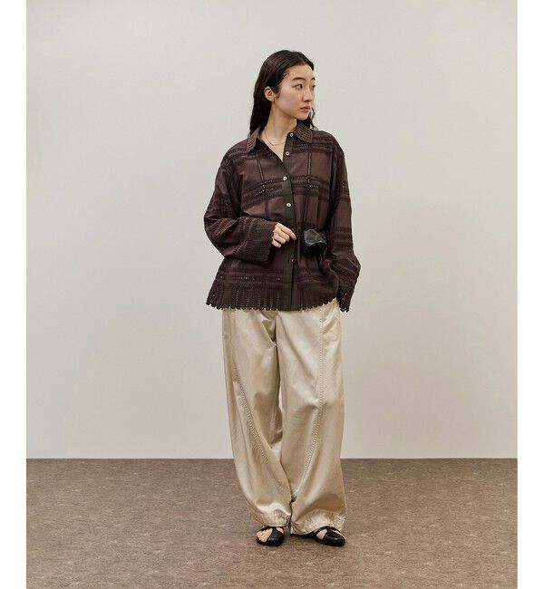 ADAM ET ROPE'「【一部WEB限定カラー】エンブロイダリーコンビシャツ」|シャツ・ブラウス|