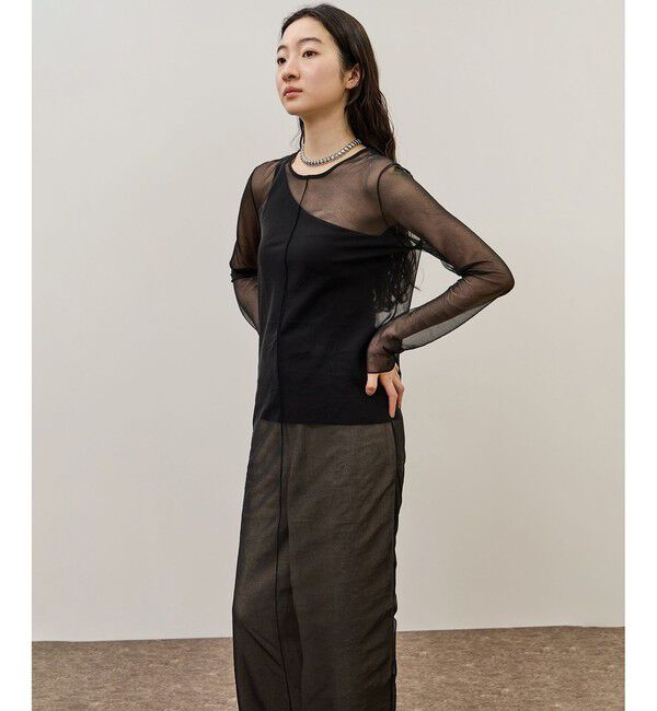 ADAM ET ROPE'「シアーロングスリーブワンピース」|ワンピース|