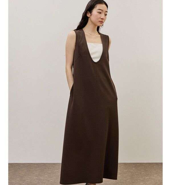 ADAM ET ROPE'「ディープネックカットソーワンピース」|ワンピース|
