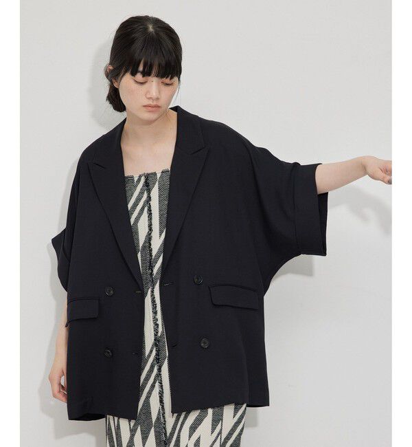 ADAM ET ROPE'「【サステナブル】ショートスリーブシャツジャケット」|テーラードジャケット|