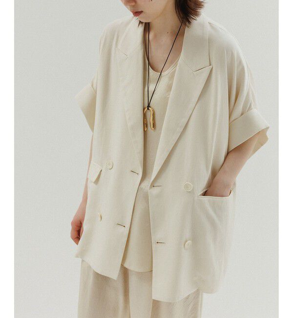 ADAM ET ROPE'「【サステナブル】ショートスリーブシャツジャケット」|テーラードジャケット|