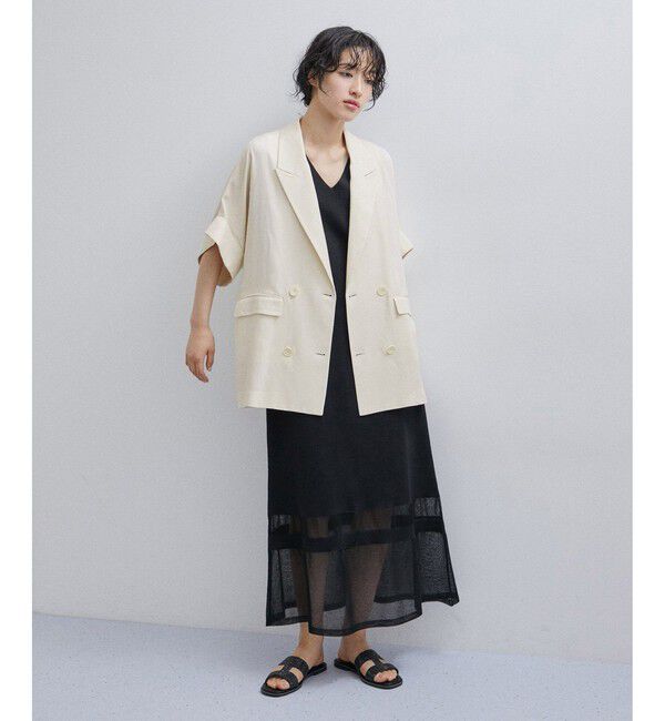 ADAM ET ROPE'「【サステナブル】ショートスリーブシャツジャケット」|テーラードジャケット|