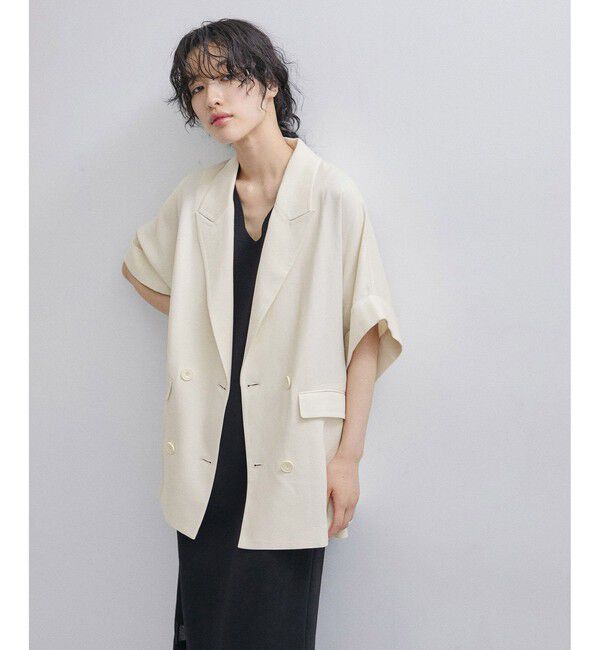 ADAM ET ROPE'「【サステナブル】ショートスリーブシャツジャケット」|テーラードジャケット|