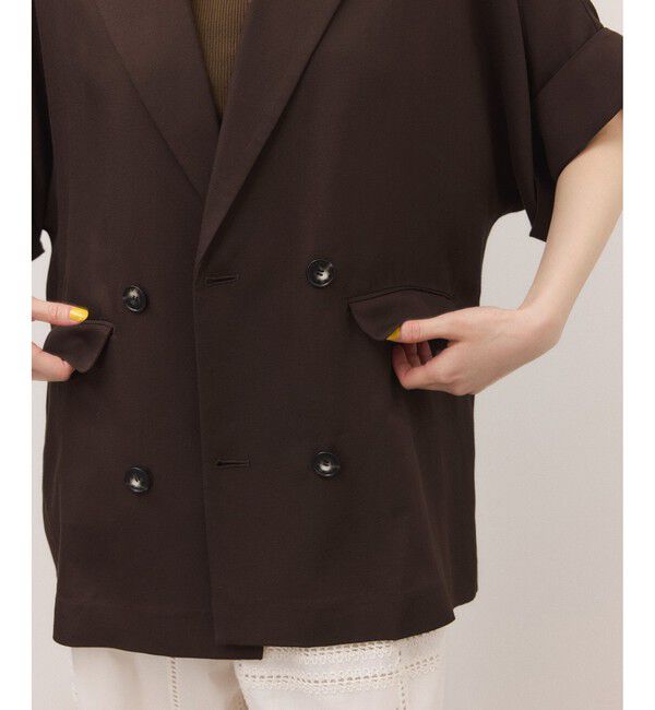 ADAM ET ROPE'「【サステナブル】ショートスリーブシャツジャケット」|テーラードジャケット|