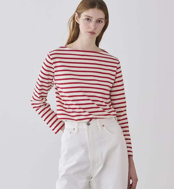 ORCIVAL「ORCIVAL | コットンロード ボートネック フレンチバスクTシャツ WOMEN」|Tシャツ・カットソー|RED系1