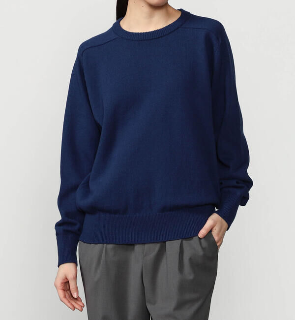 Morris & Sons「MORRIS & SONS | コットン サドルショルダーニット WOMEN」|ニット・セーター|NAVY