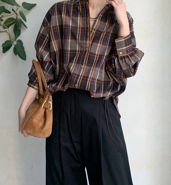  「チェックスピンドルシャツ」|シャツ・ブラウス|ブラック