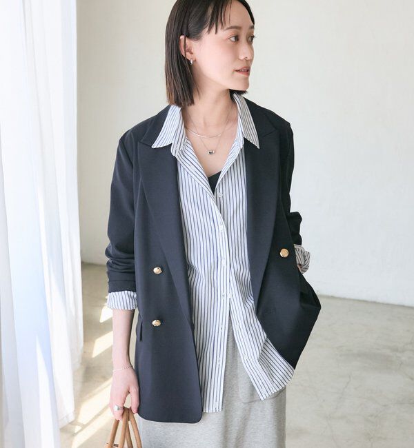  「【オンオフ使える】ドライギャバピークドラペルジャケット」|テーラードジャケット|