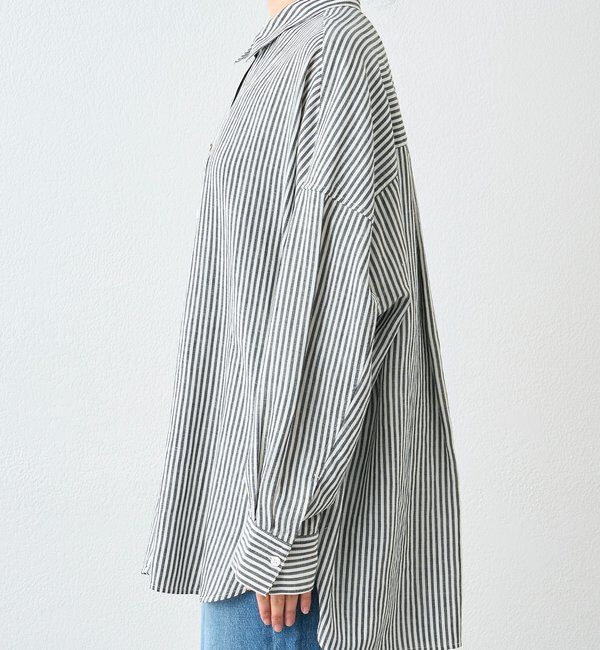  「予約【女性らしい抜け感】リネン混ストライプシャツ」|シャツ・ブラウス|