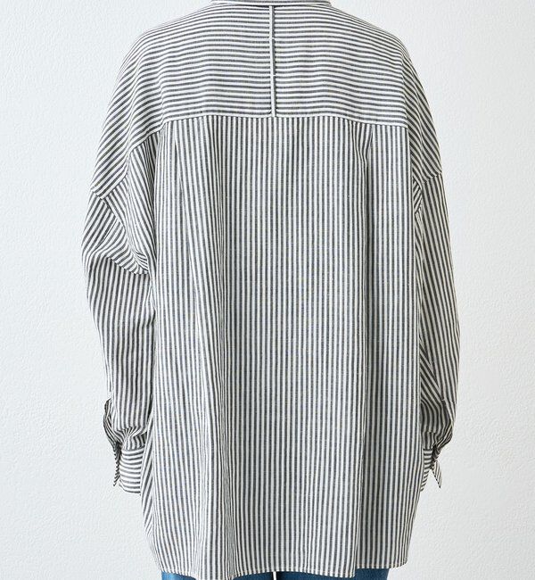  「予約【女性らしい抜け感】リネン混ストライプシャツ」|シャツ・ブラウス|