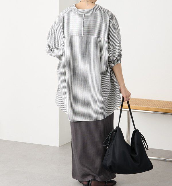  「予約【女性らしい抜け感】リネン混ストライプシャツ」|シャツ・ブラウス|
