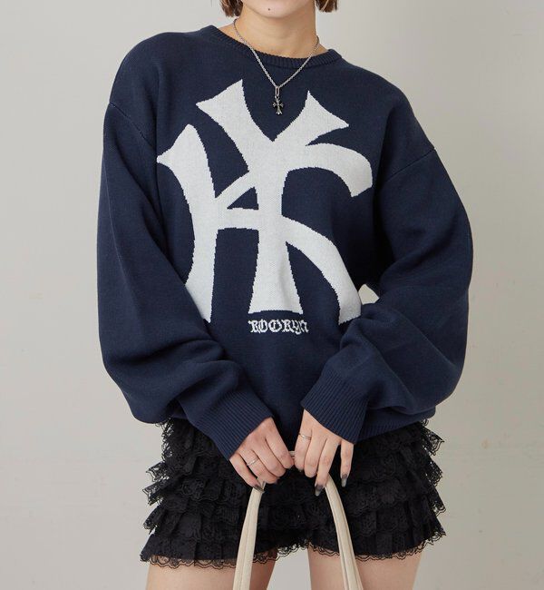  「【KOOKY'N】 KYジャガードニット」|ニット・セーター|ネイビー