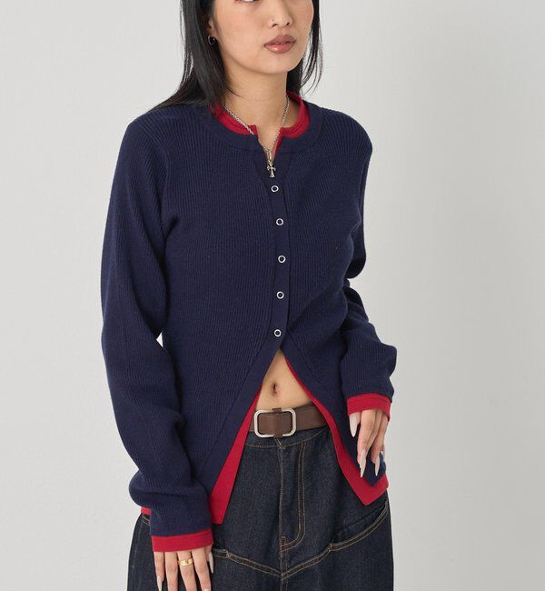  「レイヤードヘンリーナローカーデ」|ニット・セーター|