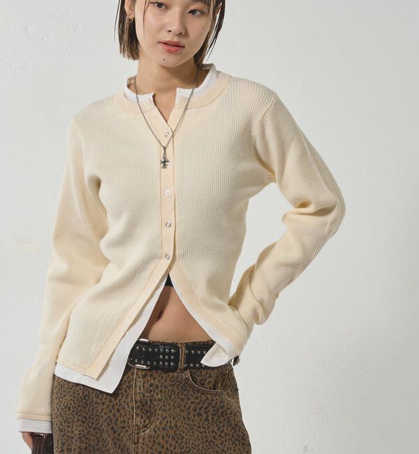  「レイヤードヘンリーナローカーデ」|ニット・セーター|