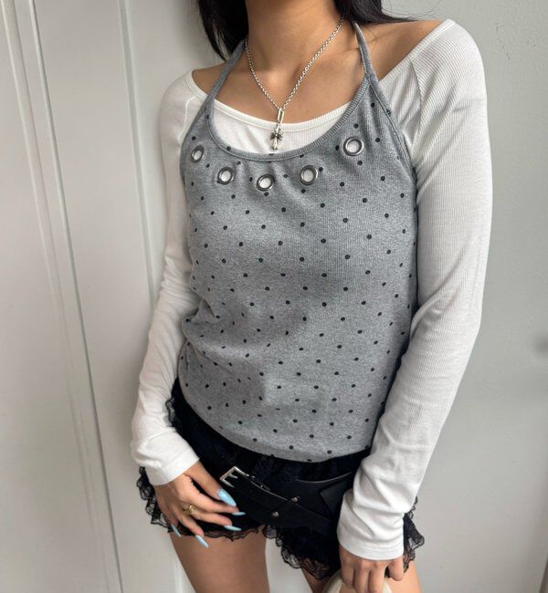  「アイレットホルターレイヤードトップス」|Tシャツ・カットソー|