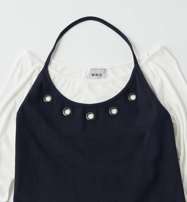  「アイレットホルターレイヤードトップス」|Tシャツ・カットソー|