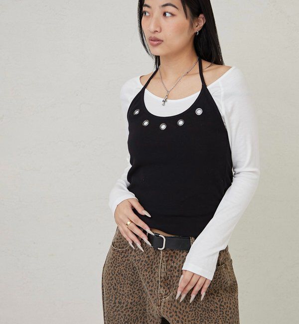  「アイレットホルターレイヤードトップス」|Tシャツ・カットソー|