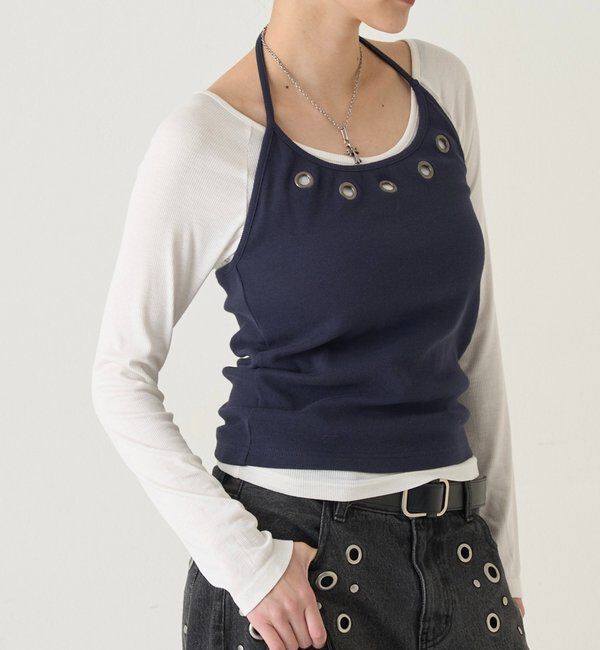  「アイレットホルターレイヤードトップス」|Tシャツ・カットソー|