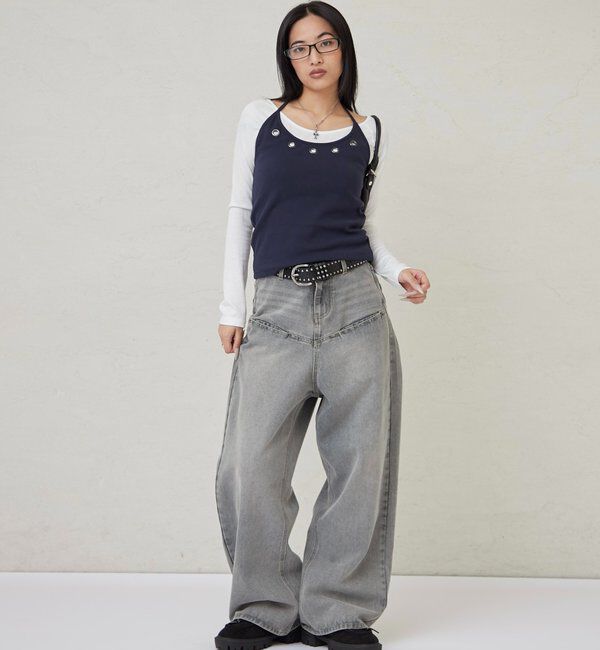  「アイレットホルターレイヤードトップス」|Tシャツ・カットソー|