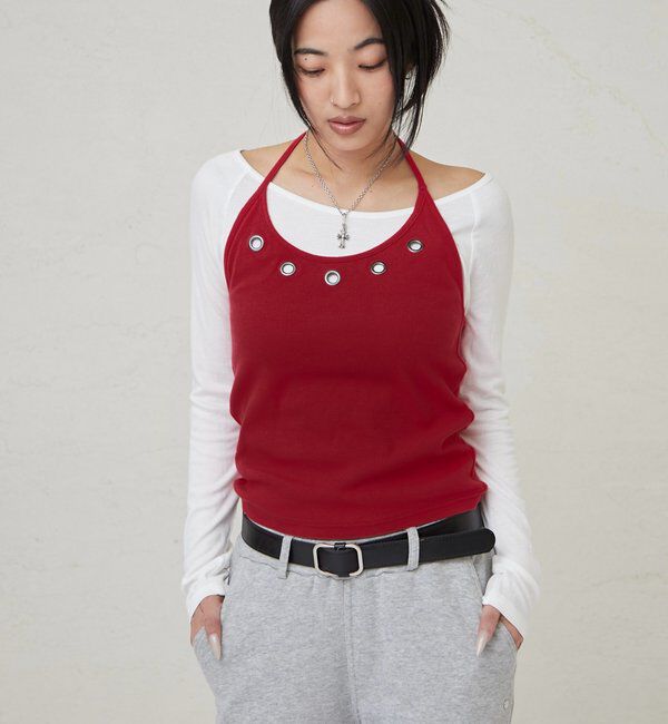  「アイレットホルターレイヤードトップス」|Tシャツ・カットソー|